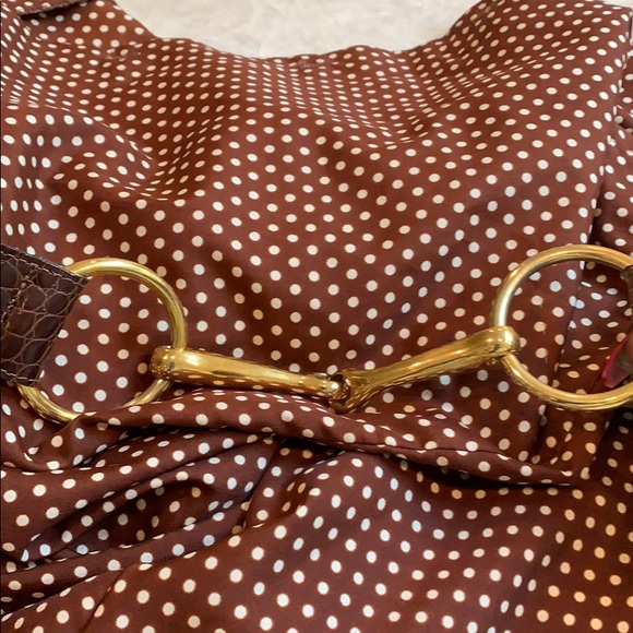 Brn embossed leather belt w brass hardware - Picture 5 of 8